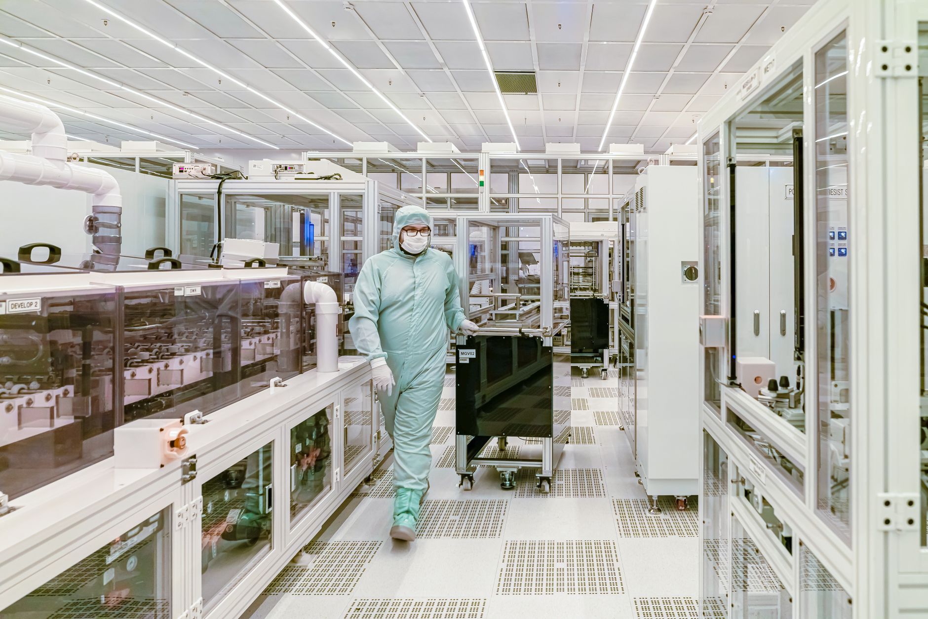 Technician in a semiconductor cleanroom, representative of the Tata fab at Dholera